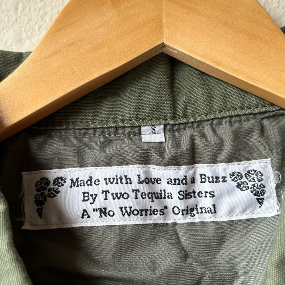 Two Tequila Sisters Custom Made Green Pink Denim Jacket Sz Small - Picture 13 of 13
